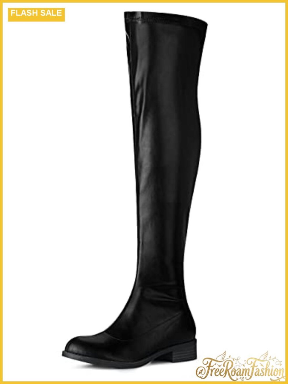 Faux Leather Over the Knee Thigh High Block Heel Boots